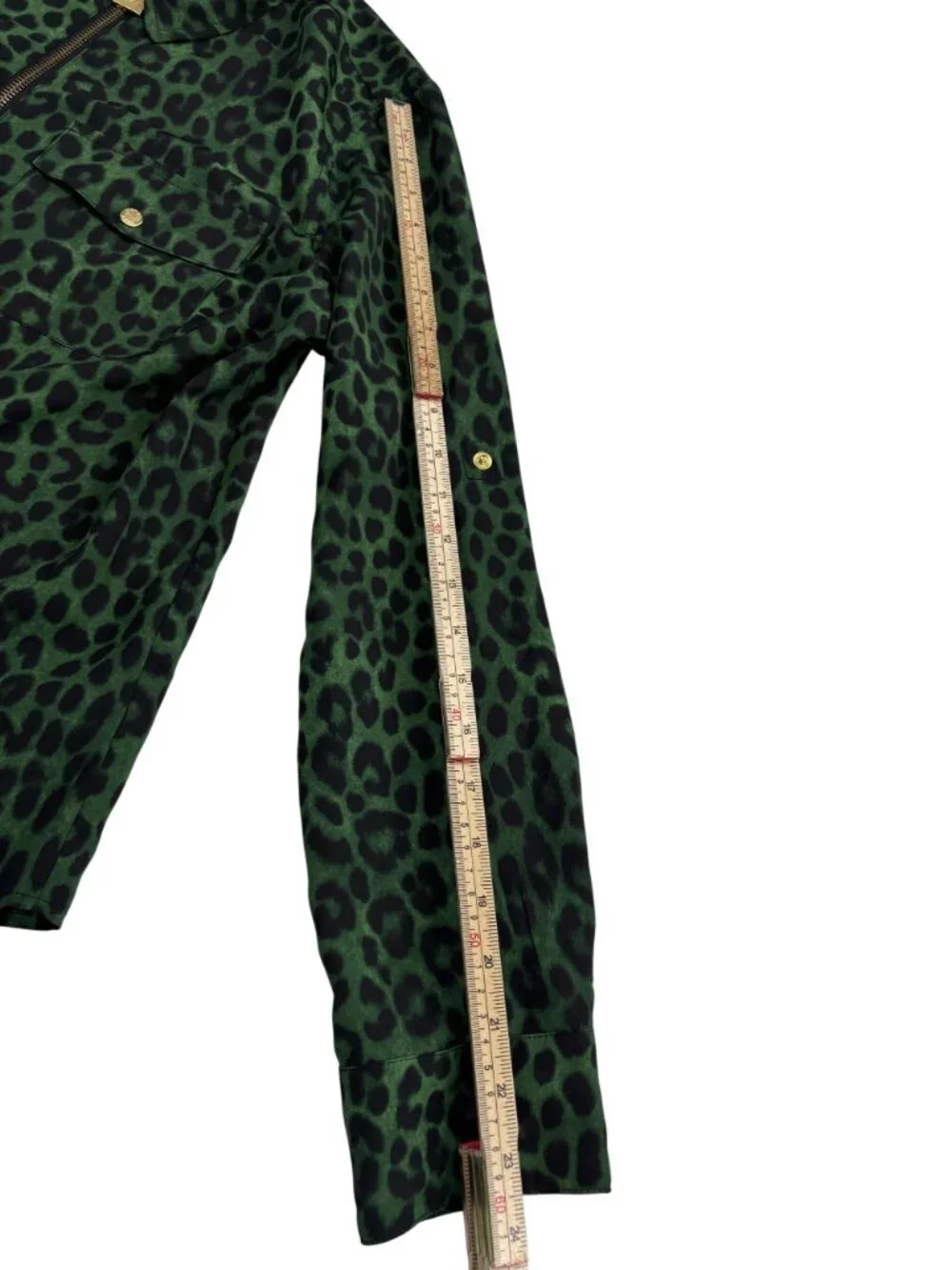 Michael Kors Womens Green & Black Leopard Print Zip-Up Jacket Size M